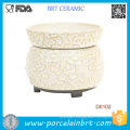 Cream Floral Wax Candle Warmer Electric Oil Burner